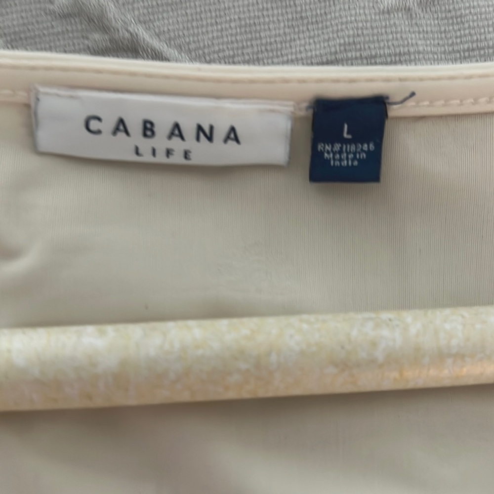 Cabana Life Faux Wrap Maxi Dress in Cream & Gold Summer Beach Cover Vacation L